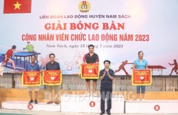 Hơn 50 người tranh tài Giải bóng bàn công nhân, viên chức, lao động huyện Nam Sách mở rộng năm 2023