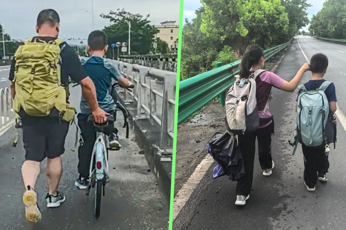 Cha dẫn hai con đi bộ 800 km để rèn ý chí