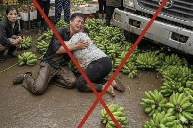Cảnh báo hình ảnh sai sự thật vụ xe tải lao vào chợ chuối
