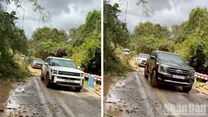 Lâm Đồng: Xe mắc kẹt trên đèo Gia Bắc do sạt lở đã được giải cứu