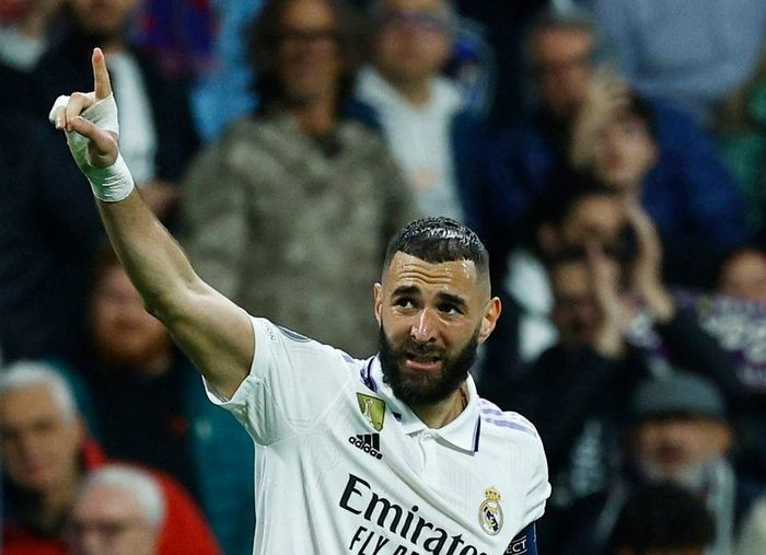  Benzema tiếp tục tỏa sáng sau khi đã lập cú đúp ở lượt đi. Ảnh: Reuters. 